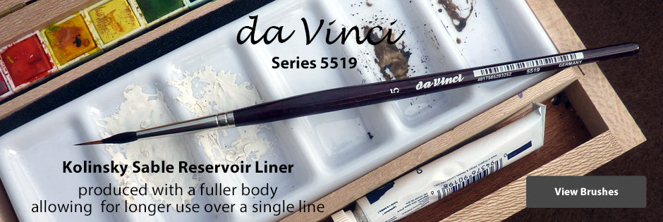 The Da Vinci Series 5519 brush is made from a combination of Kolinsky sable and Kazan squirrel.  The sable creates the inner extra long needle point and the squirrel the oversized reservoir