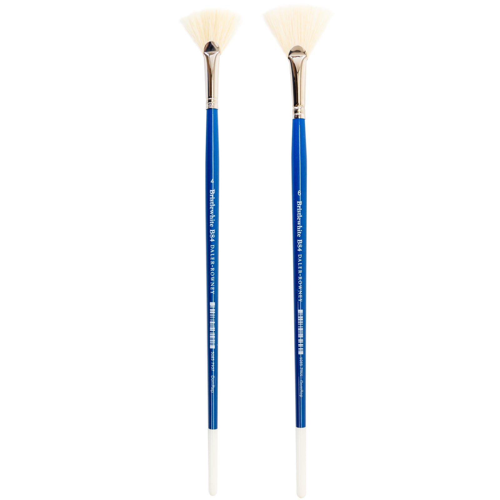 Daler Rowney's acclaimed Bristlewhite range, instantly recognisable by its white-tipped blue handle, is a best-selling hog hair brush series. Chungking hog bristle is noted for its resilience and durability, making these brushes outstanding value.   The Series B48 fan offers extra bristle length enabling the brush to hold more colour and give a longer stroke.