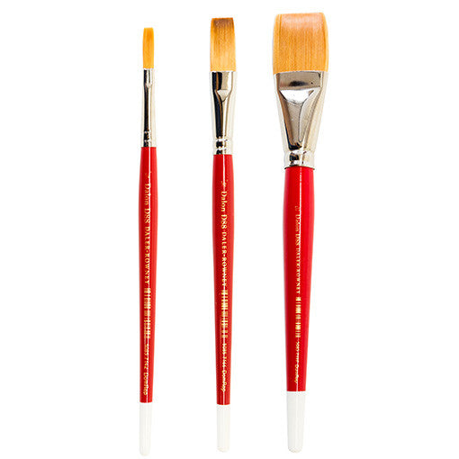 Entirely man-made, Daler-Rowney Dalon brushes are a conscious choice for vegan consumers. Dalon brushes are ideal for any creative working on a strict budget and are suitable for use with oils, watercolours and acrylics alike at a fraction of the cost of a sable.  The Series D88 is a square-edged brush which is ideal for laying down large areas of flat colour.