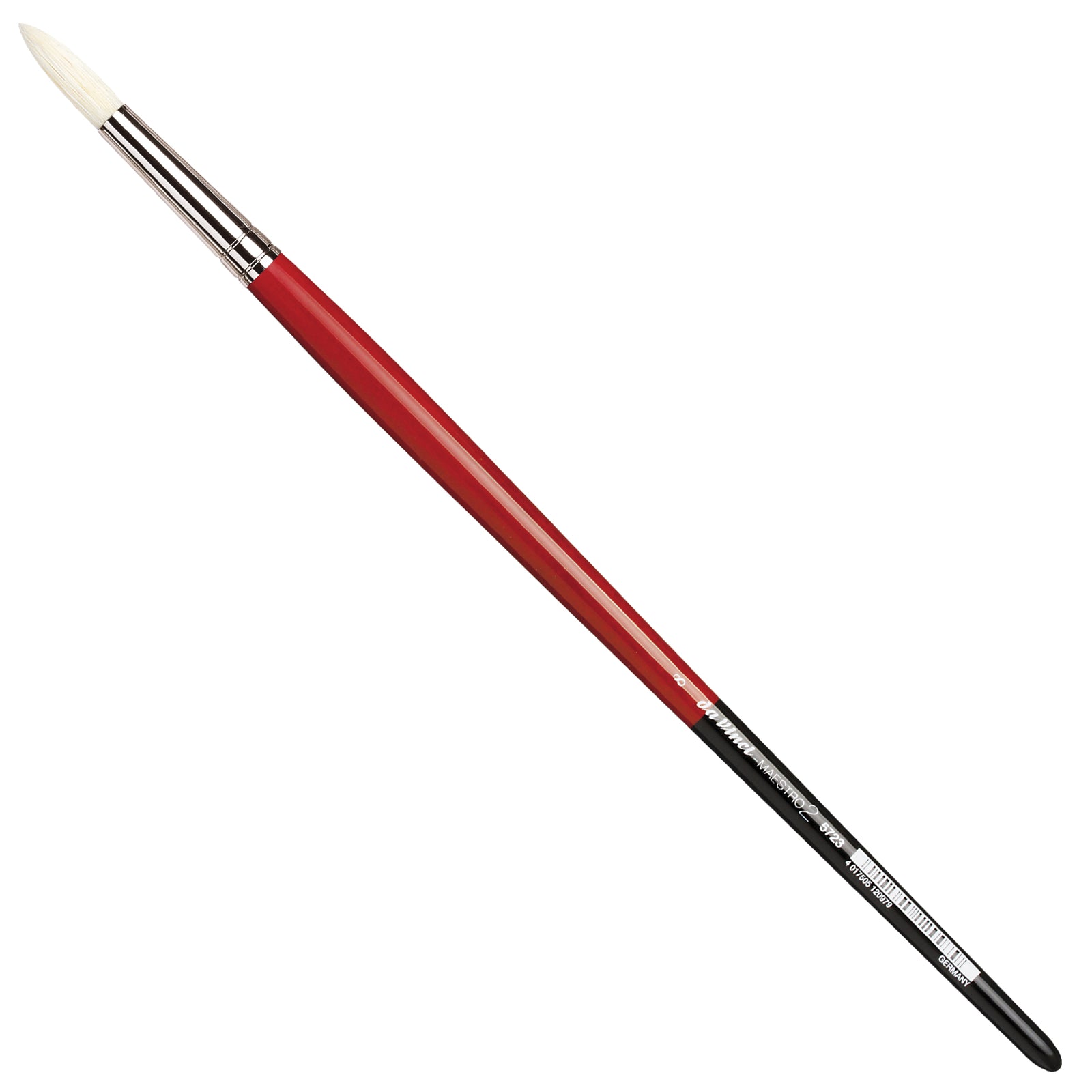 The Da Vinci Maestro 2 Bristle Brush is crafted by intricately interlocking natural hog bristles deep into the ferrule. This method ensures that the brushes possess lasting elasticity, springiness, and durability. Additionally, these brushes exhibit outstanding colour retention capabilities. They boast sleek, long red handles with black tips and silver ferrules, making them ideal for use with oils, alkyds, and acrylics.