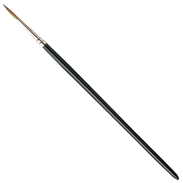 The Series 2A Designer's brush manufactured by ProArte provides an extra ‘steeple-shaped’ length of the finest selected Kolinsky sable. This brush is capable of pointing most satisfyingly. The ferrule is formed from cupro-nickel to resist hard knocks and balanced with a 7-inch beech handle finished to a beautiful black.  A firm favourite for watercolour and commonly used for illustration work.