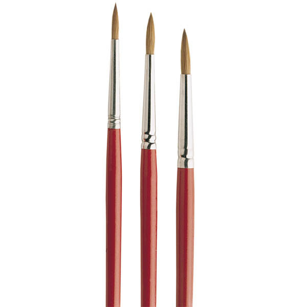 The Pro Arte Series 3 brushes are a range of lower-priced sable watercolour brushes suitable for artists and students. They possess some flexibility and point quite well. Seamless nickel ferrules. Cedar polished handles.