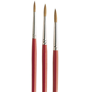 The Pro Arte Series 3 brushes are a range of lower-priced sable watercolour brushes suitable for artists and students. They possess some flexibility and point quite well. Seamless nickel ferrules. Cedar polished handles.