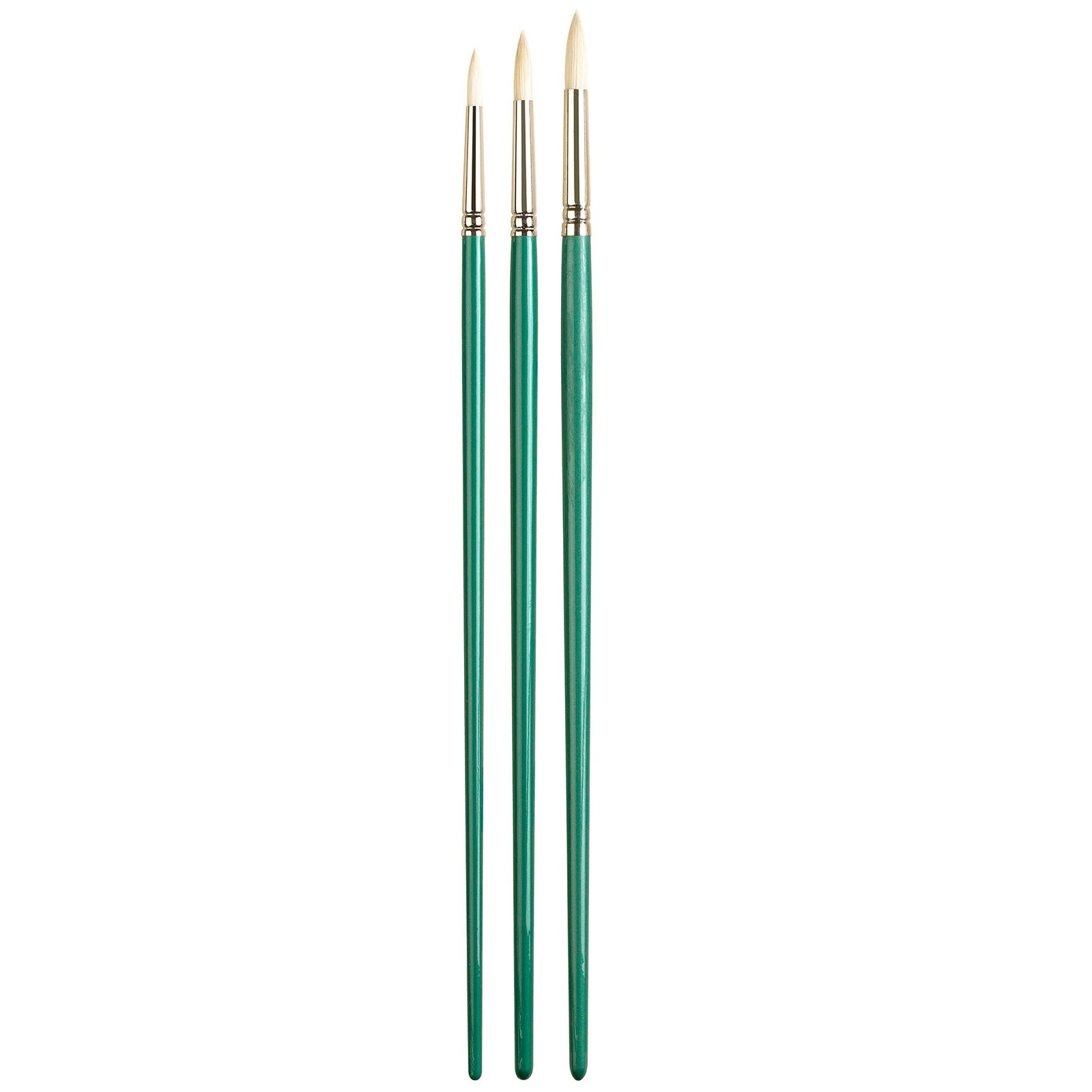 The Pro Arte Series A are crafted with the finest Jyukeis hog bristle, regarded by experts as the highest quality available. The bristles are exceptionally firm and maintain their shape even after extended periods of use and cleaning. The brushes feature seamless nickelled brass ferrules and long, polished green handles.