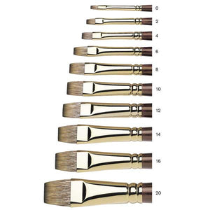 For artists who need greater control over thicker or larger amounts of colour, the Winsor & Newton Monarch short flat/bright brush is an excellent choice. Made with synthetic hair, this professional brush closely mimics the look and feel of natural Mongoose hair, which is now an endangered species.